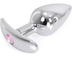 Kiotos - Aluminium buttplug Met Handvat En Sierkristal - Roze