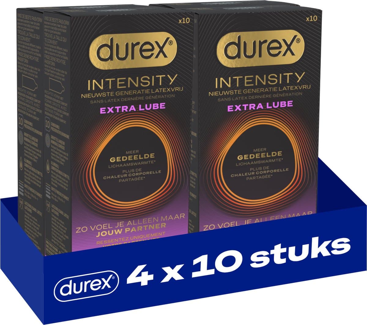 Durex Intensity Extra Glijmiddel Condooms - 10 stuks - Nieuwste generatie ultradunne, latexvrije condooms – Gedeelde lichaamswarmte x4 — afbeelding 1