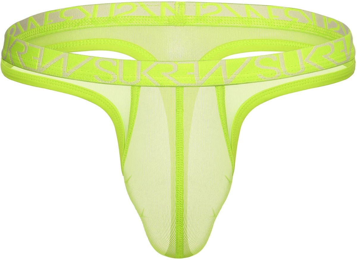 SUKREW Sheer Low-rise Thong Acid Yellow - MAAT L - Erotisch Heren Ondergoed - String voor Man - Sexy mannen String — afbeelding 1