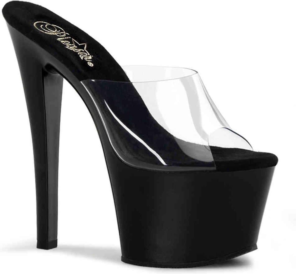 Pleaser - SKY-301 Muiltjes - Paaldans schoenen - 40 Shoes - Zwart/Transparant — afbeelding 1
