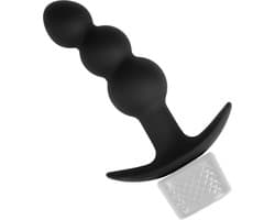 Rimba Electro Play - E-Stim Geribbelde Buttplug - Bi-Polair - Zwart