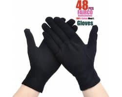 Katoenen Handschoenen Zwart Maat L - Inspectie katoenen werkhandschoenen munt sieraden werknemer etiquette handschoen - Gloves Cotton - Beschermende Handschoenen - Wegwerp Handschoenen 48Stuks/24Pairs L