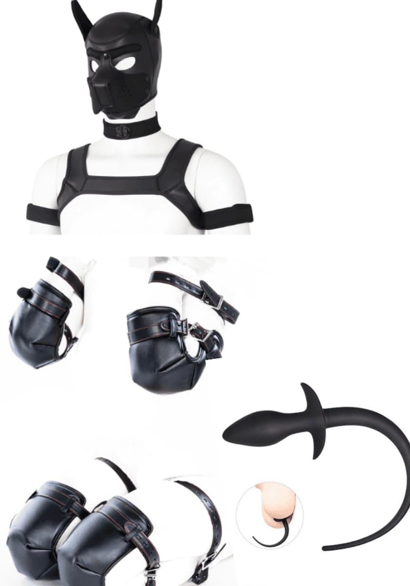 Petplay Deluxe 12 Delige Dog Puppy Set - Roleplay - kinky - luxe set - kwaliteits set - kinky - Zwart - Woeefff — afbeelding 1