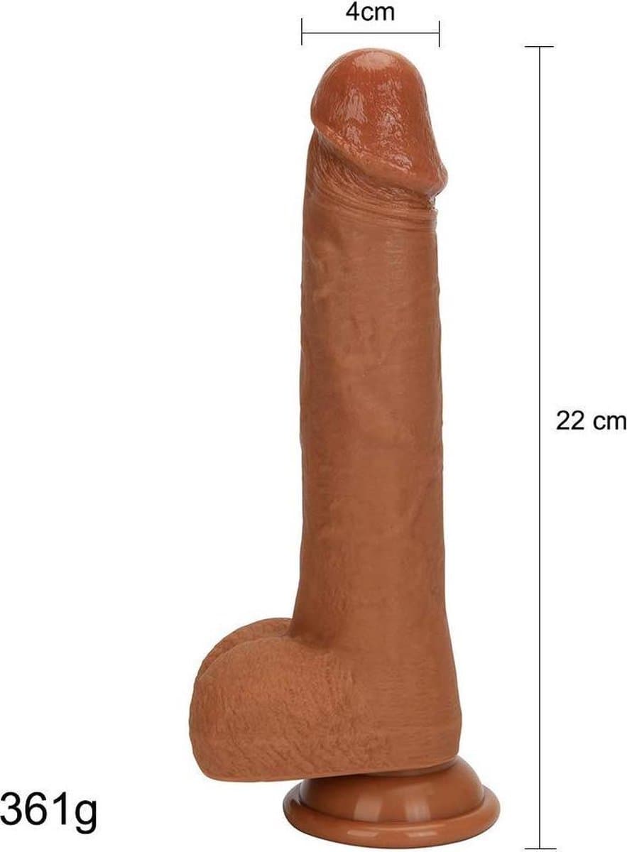 levensechte dubbel gelaagde dildo - realistisch- met zuignap - 22 cm — afbeelding 1