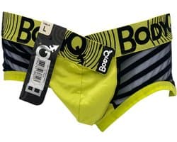 BodyQ Sexy Heren Boxershort – Geel met Net Zwart – Erotische Herenlingerie – Maat M
