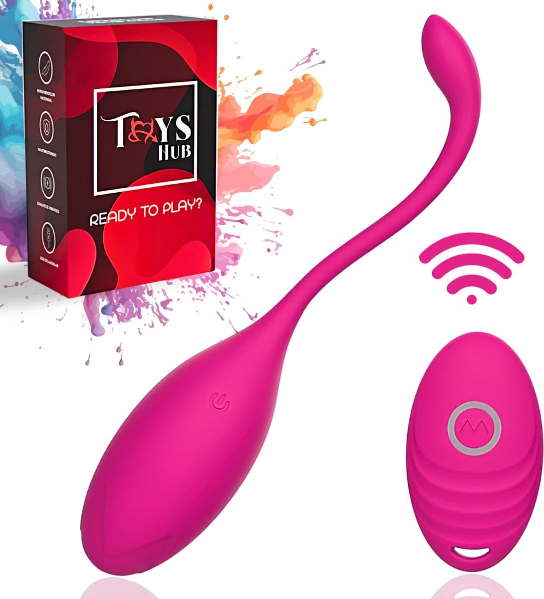 Toys Hub® Vibrerend Ei met Afstandsbediening - Incl. EBOOK - Met Opbergzakje - 10 Vibraties – Waterproof - Vibrator - Vibrators voor Vrouwen & Koppels - Sex Toys voor Vrouwen - Couples — afbeelding 1