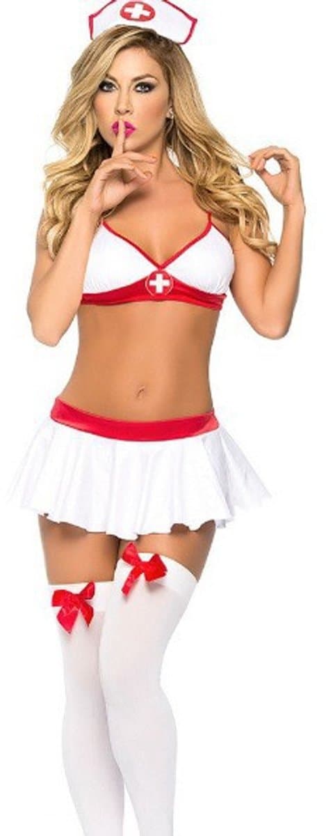 3 Delige Dokter kostuum - Sexy verpleegster pakje plus stockings - Cosplay & Roleplay - Verpleegster pakje - Rollenspel - Dames - sexy lingerie - one size -LOUZIR — afbeelding 1