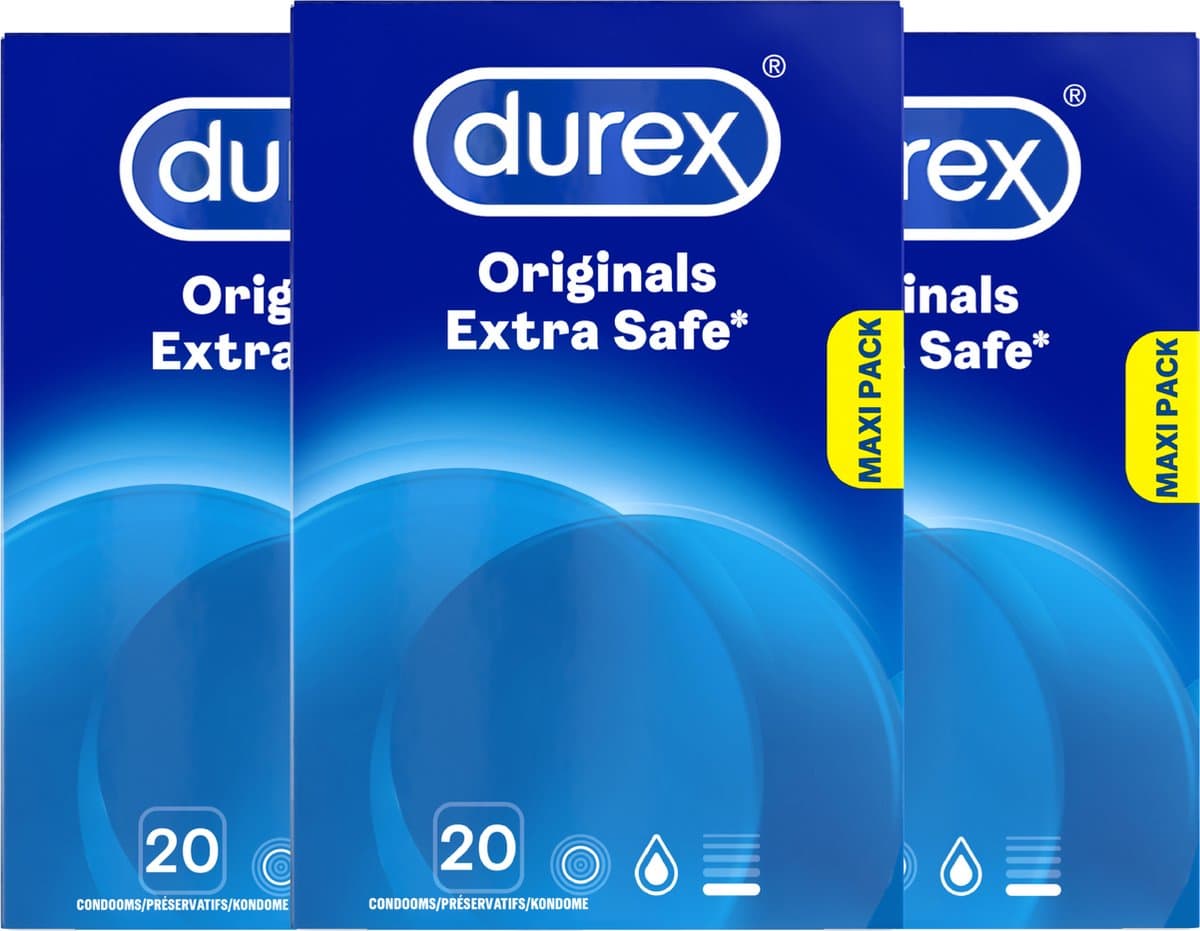 Durex - Condooms - Extra Safe - 3 x 20 stuks - Voordeelverpakking — afbeelding 1