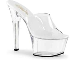 Pleaser - ASPIRE-601 Muiltjes - Paaldans schoenen - 41 Shoes - Transparant/Wit