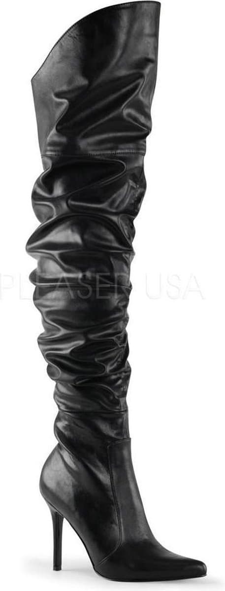 Classique-3011 hoge overknee scrunch laars met puntige neus en stiletto hak zwart - (EU 39 = US 9) - Pleaser — afbeelding 1