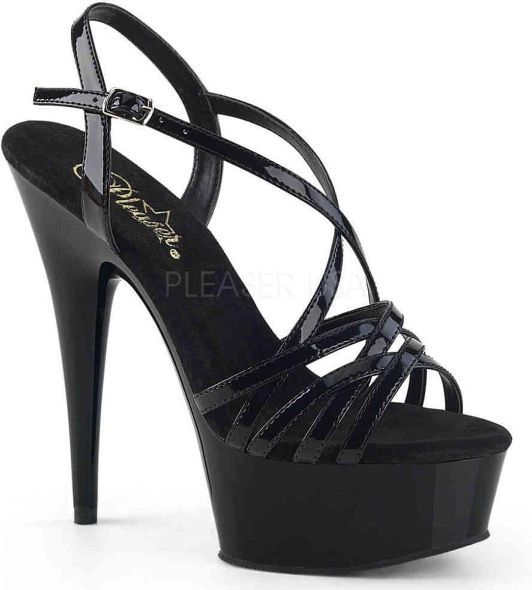 EU 39 = US 9 | DELIGHT-613 | 6 Heel, 1 3/4 PF Criss-Cross Strap Sandal — afbeelding 1