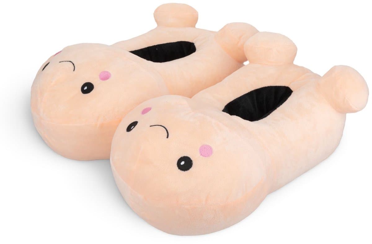 Penisvormige Slippers met Smiley Face - Beige — afbeelding 1