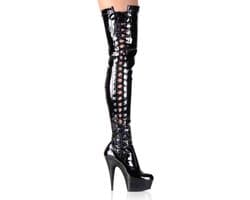 Pleaser - DELIGHT-3050 Plateau overknee Laarzen - US 14 - 45 Shoes - Zwart