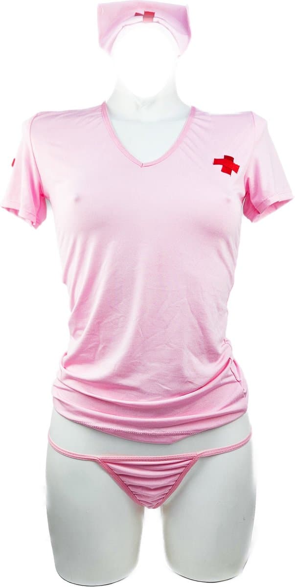 BamBella ® Sexy Cosplay Rollenspel kleding - Onesize - outfit dames Zuster pak Roze — afbeelding 1