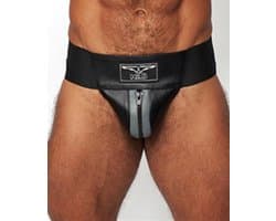 Mister b leather premium jockstrap black/grey xs