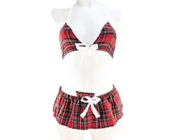 BamBella ® Sexy Cosplay Rollenspel kleding outfit dames Schoolmeisje - Onesize Rood