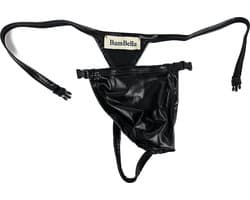 BamBella® S/M open kruis string Maat S/M nep leer voor mannen - BDSM Erotische Sex kleding