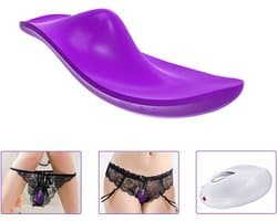 Clitoris stimulator voor in slipje - vibrator voor in slipje - stimulatie voor onderweg - siliconen - intiem genot - met afstandbediening - 12 modi - oplaadbaar - waterdicht - seksspeeltje - adult