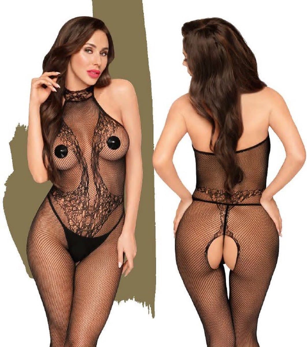 Penthouse Lingerie First Lady - Erotische Catsuit - Maat S/L - Zwart — afbeelding 1