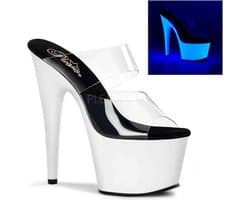 Pleaser - ADORE-702UV Muiltjes - Paaldans schoenen - 38 Shoes - Transparant/Wit