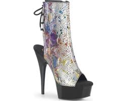 Pleaser - DELIGHT-1018SP Plateau Laarzen - US 7 - 37 Shoes - Zwart/Chroomkleurig