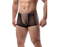 LekkerStout Luipaard Boxershort - Mesh - Bruin - Sexy Herenlingerie | L | ( LS271 )