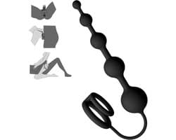 Daity Anale kralen en butt plug met penisringen – Anale seksspeeltjes voor volwassenen (vrouwen en mannen) – Flexibele siliconen anale plug en prostaatmasseur met trapsgewijs ontwerp – Bullet-vibrator en G-puntstimulator voor koppels – Zwart