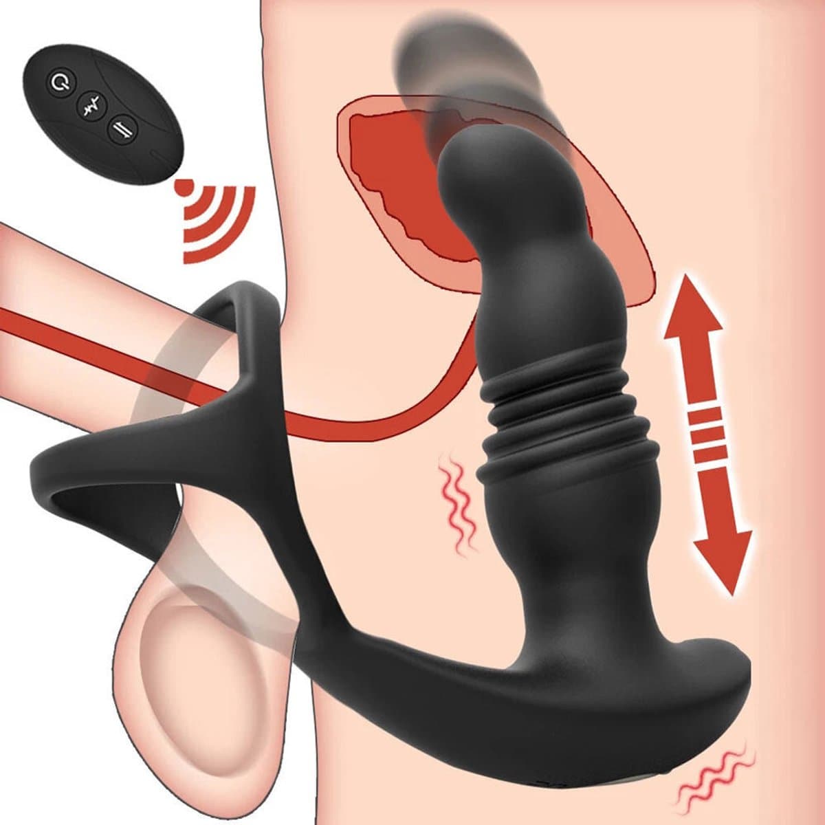 Anale-seks-butt-plug-penisring-mannelijke-prostaat-lul-massage-vibrator-speeltje-voor-mannen — afbeelding 1