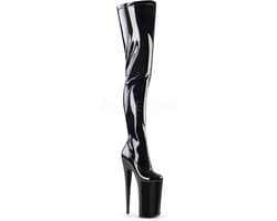Pleaser - BEYOND4000 Plateau Overknee Laarzen - Paaldans schoenen - 42 Shoes - Zwart