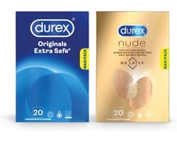 Durex - 40 Condooms - Extra Safe 20 stuks - Nude No Latex 20 stuks - Voordeelverpakking