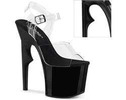 Pleaser - LOVETHORN-708 Sandaal met enkelband, Paaldans schoenen - Paaldans schoenen - 37 Shoes - Zwart/Transparant
