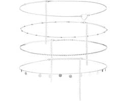 NTHProducts - Adjustable Belly Chain - 4 Stuks - Elegante Body Chain - Zilver - Trendy Tailleketting - Voor Feestjes en Avonden - Modieuze Accessoire